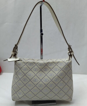 Dooney & Bourke Off White Canvas Zipper Closure Hobo Shoulder Bag